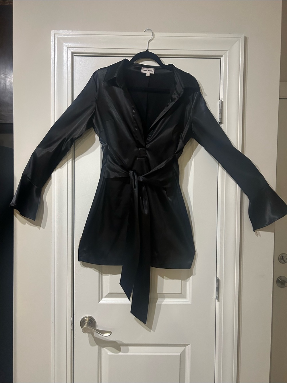 Black Satin Wrap Dress